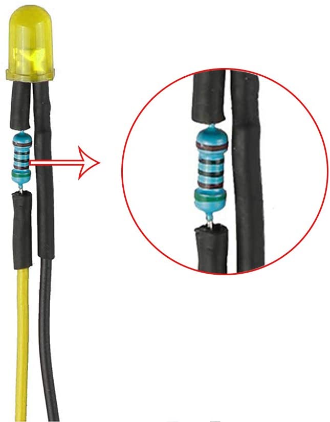 Led 5mm 12V Amarelo cabo de 20cm