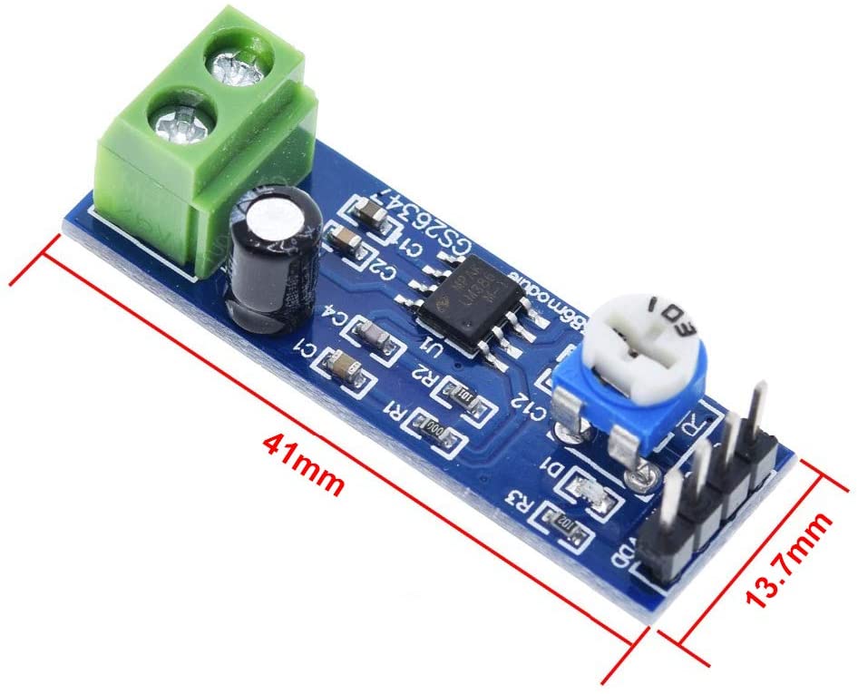 Placa amplificador de potência LM386 para Arduino