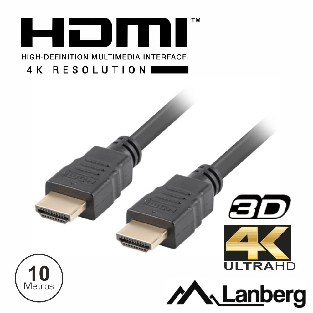 Cabo HDMI Dourado Macho / Macho 2,0 4K 10m LANBERG