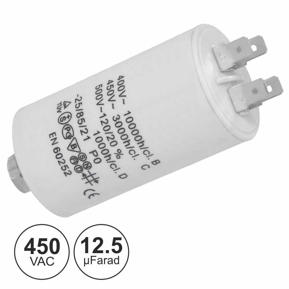 Condensador Arranque 12,5uf 450V + Terra