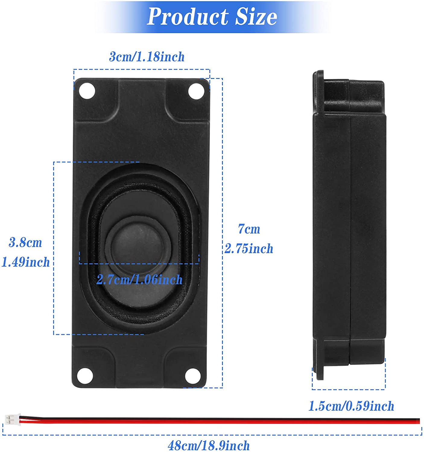 Alto-falante de 3 W, 8 Ohms, mini altifalante com interface JST-PH2,0 de 2 pinos para Arduino