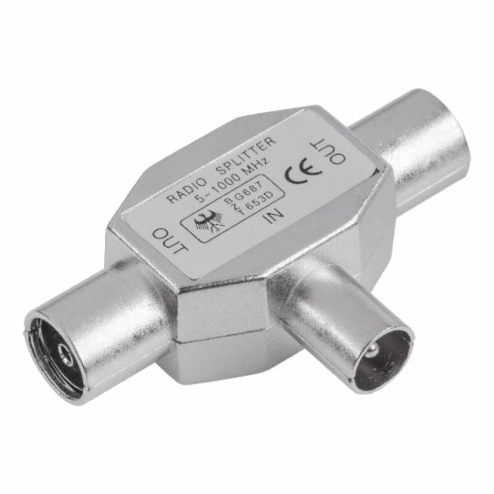 Ficha Coaxial Splitter Tripla 2 Fêmeas / 1 Macho