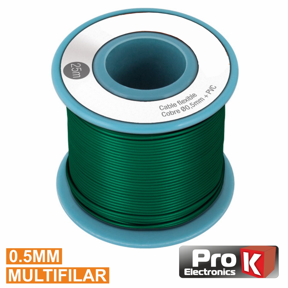 Cabo Multifilar Verde 0,5mm Rolo 25m PROK