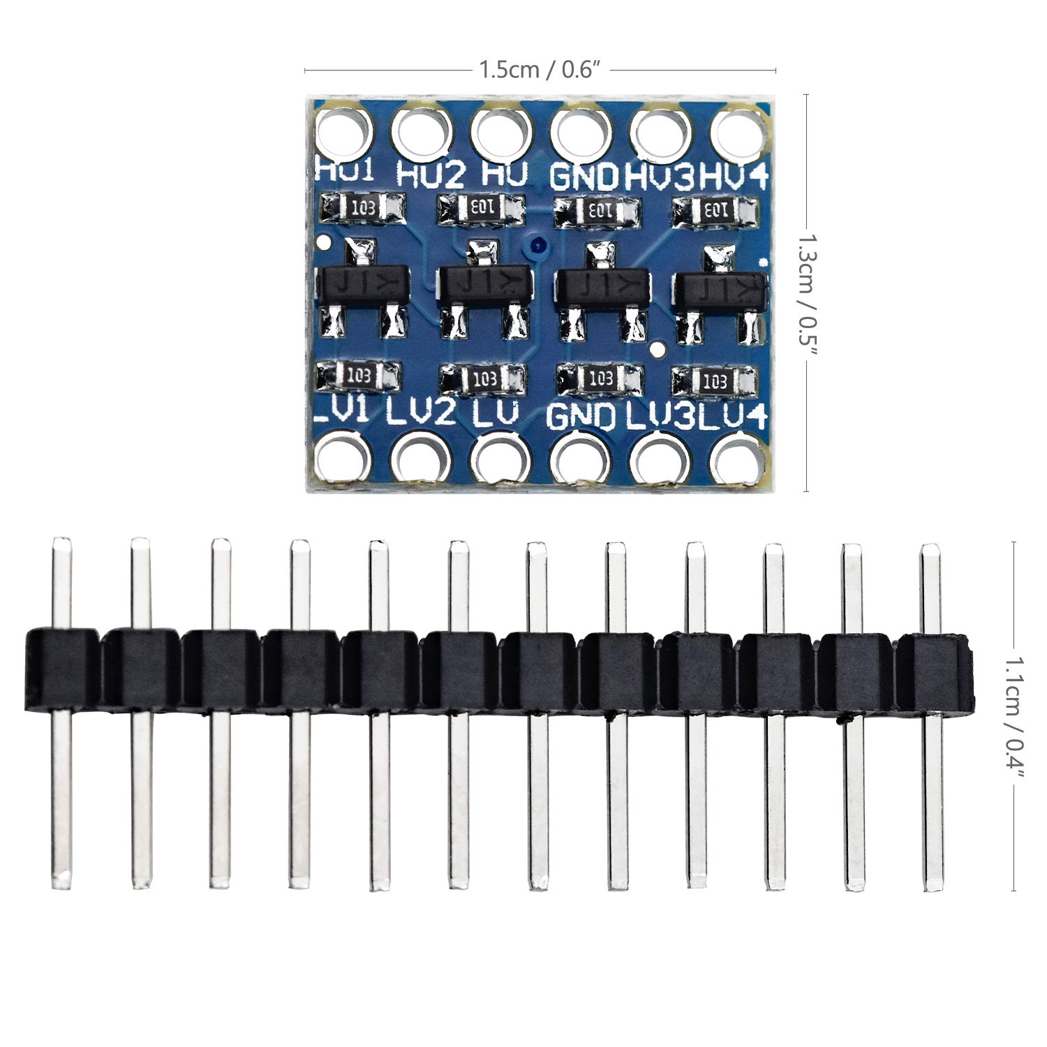 Placa módulo conversor nível lógico bidirecional TTL 3,3 V a 5 V para Arduino
