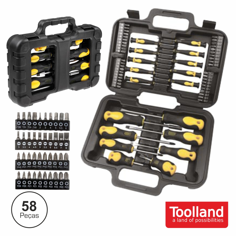 Conjunto De Chaves E Pontas 58x TOOLLAND
