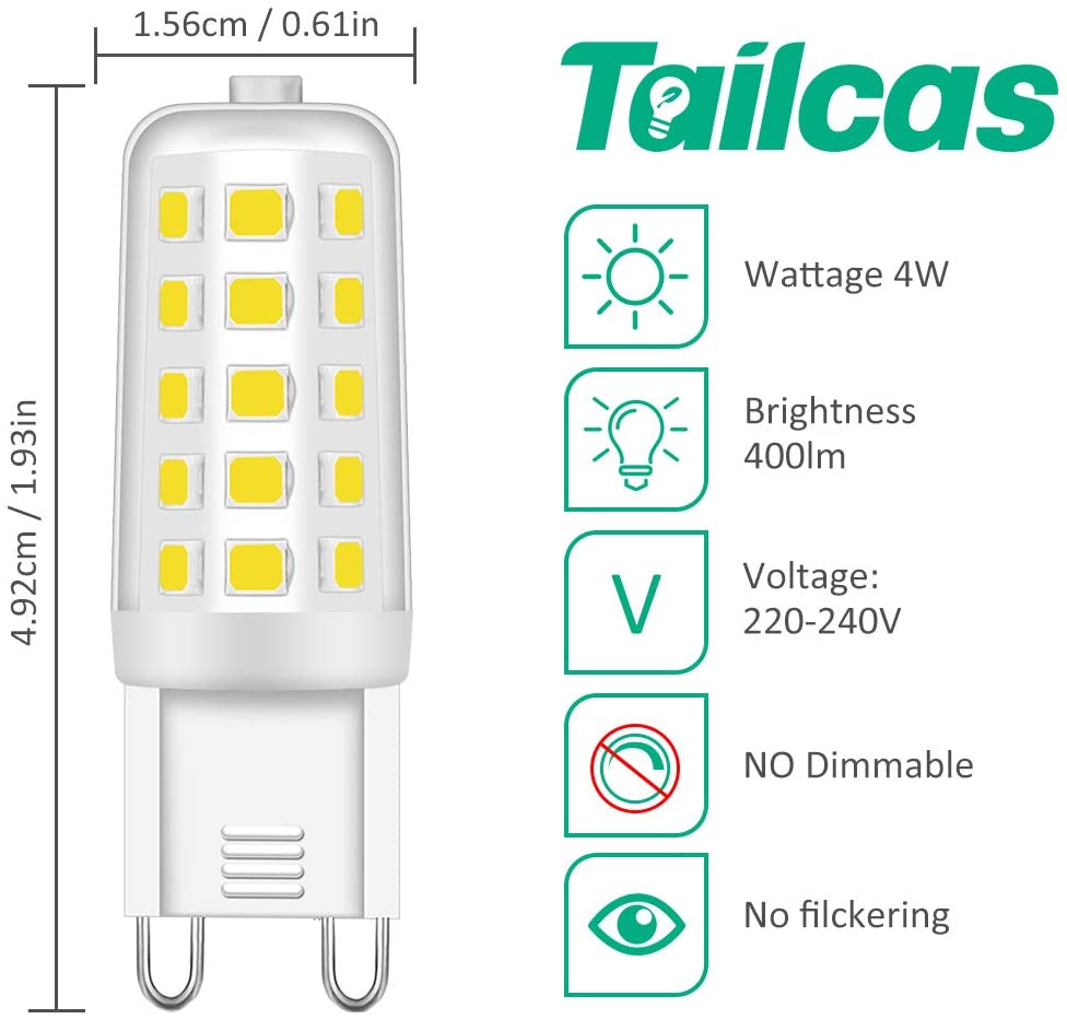 Lâmpada G9 LED 4W, Branco Frío 6000K