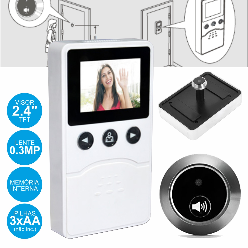 Câmara Óculo Digital P/ Porta C/ Visor Tft 2,4"