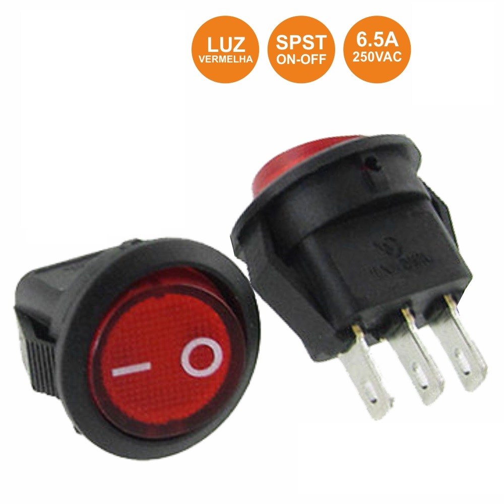 Interruptor basculante com luz 16A-250V SPST On-Off