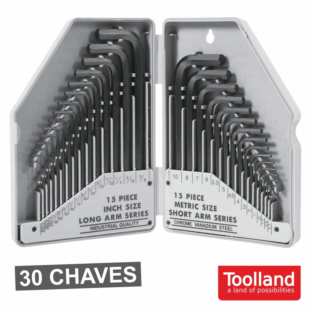 Conjunto De 30 Chaves Hexagonais Sae/M TOOLLAND
