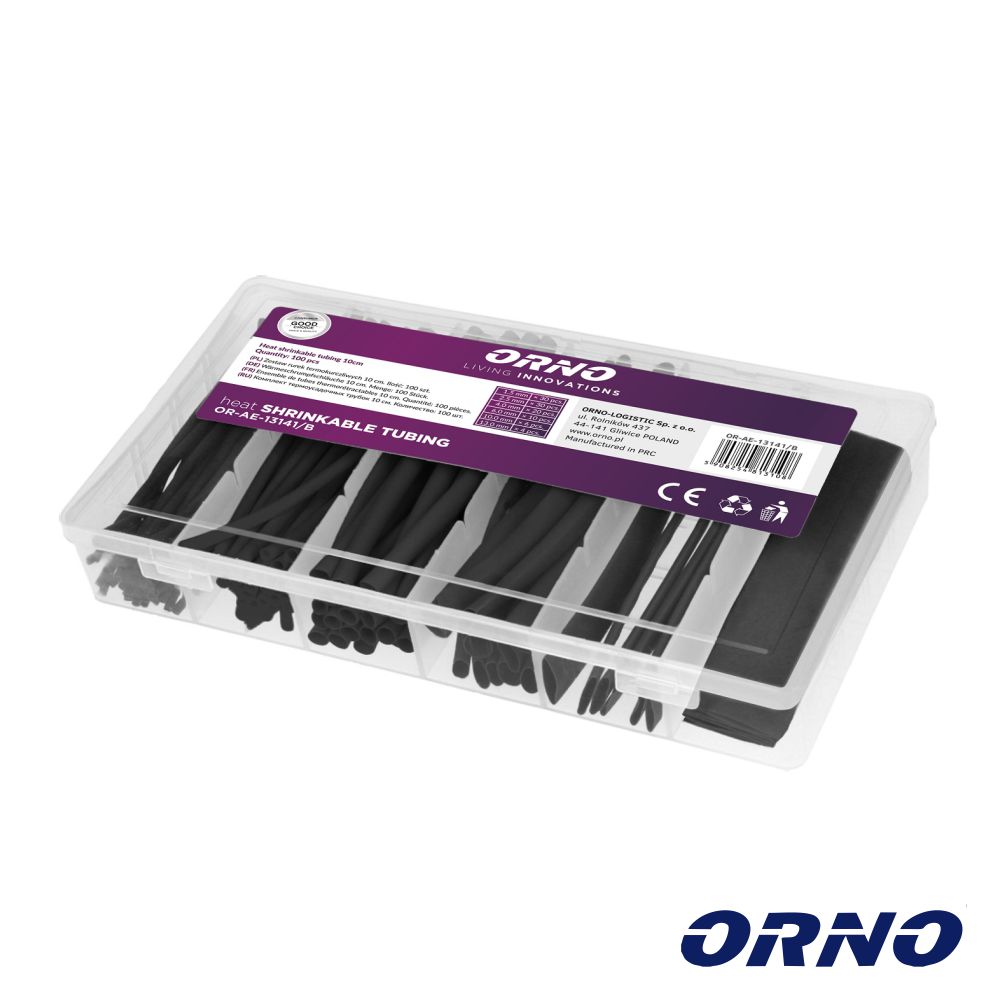 Conjunto De Tubos Manga Termorretráctil Preto 100Pcs Orno