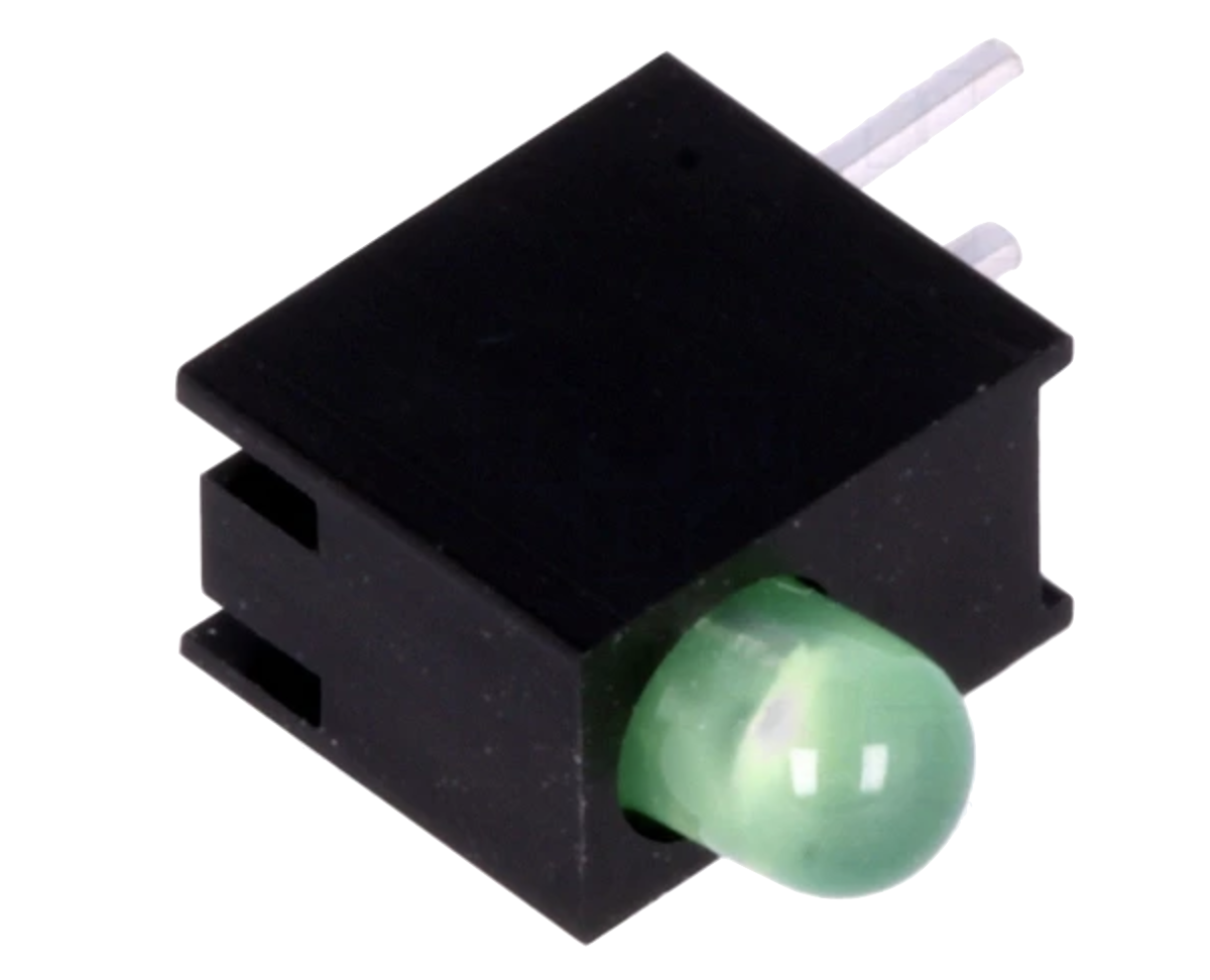 LED Verde de 3 mm com suporte