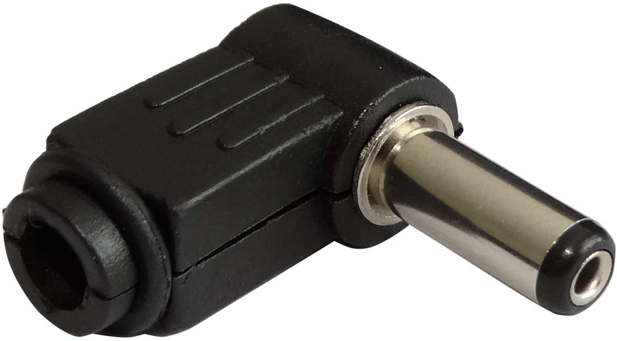 Tomada macho conector Jack adaptador de alimentação ângulo 90° DC 5,5 / 2,1 mm