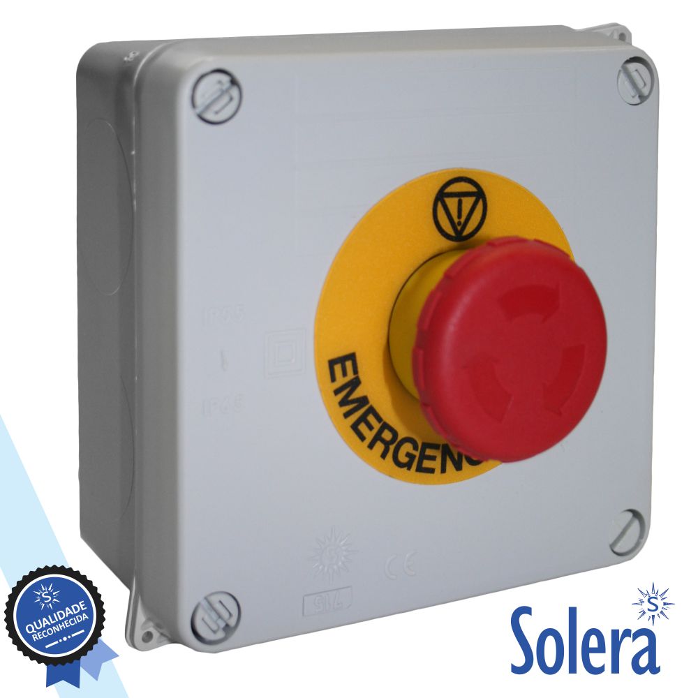 Caixa Passagem C/ Pulsador Emergência 230V Ik07 Ip65 Solera Botão