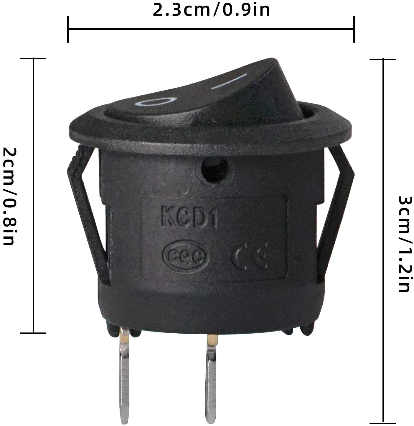 Interruptor basculante SPST redondo, auto-bloqueador de ignição (10 A/125 V, 6 A 250 V)