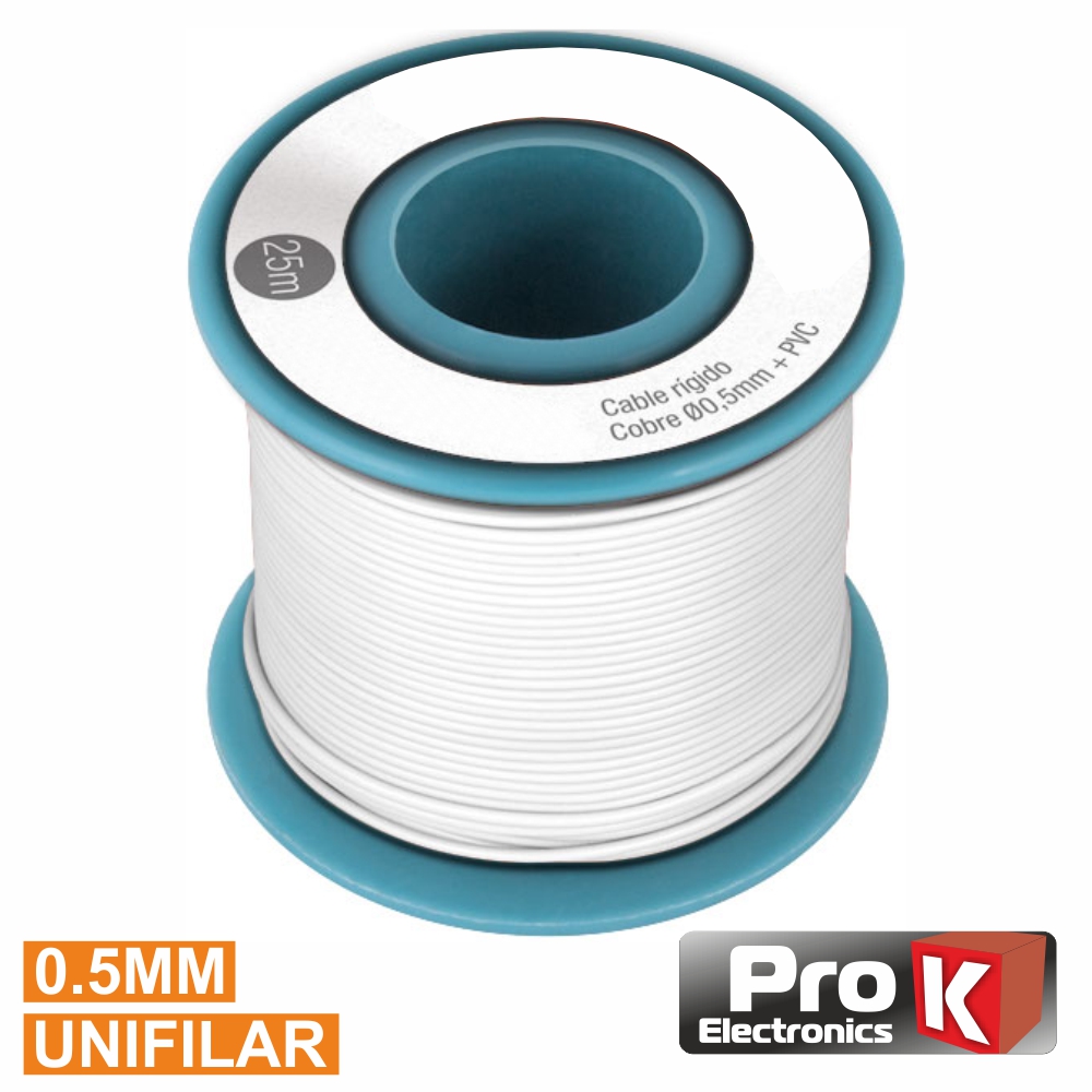 Cabo Unifilar Branco 0,5Mm Rolo 25M Prok