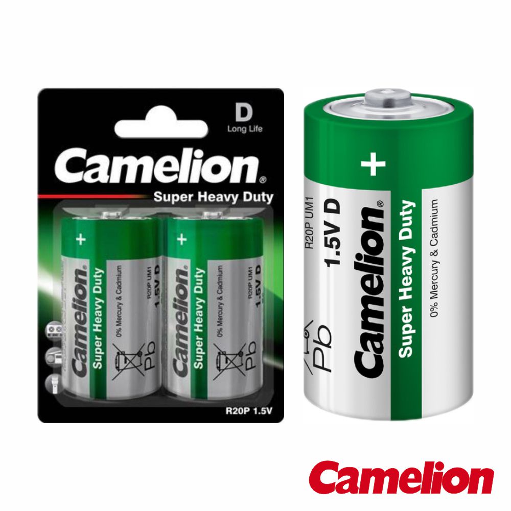 Pilha Zinco-Carvão LR20/D 1,5V 8000ma 2x Blister CAMELION