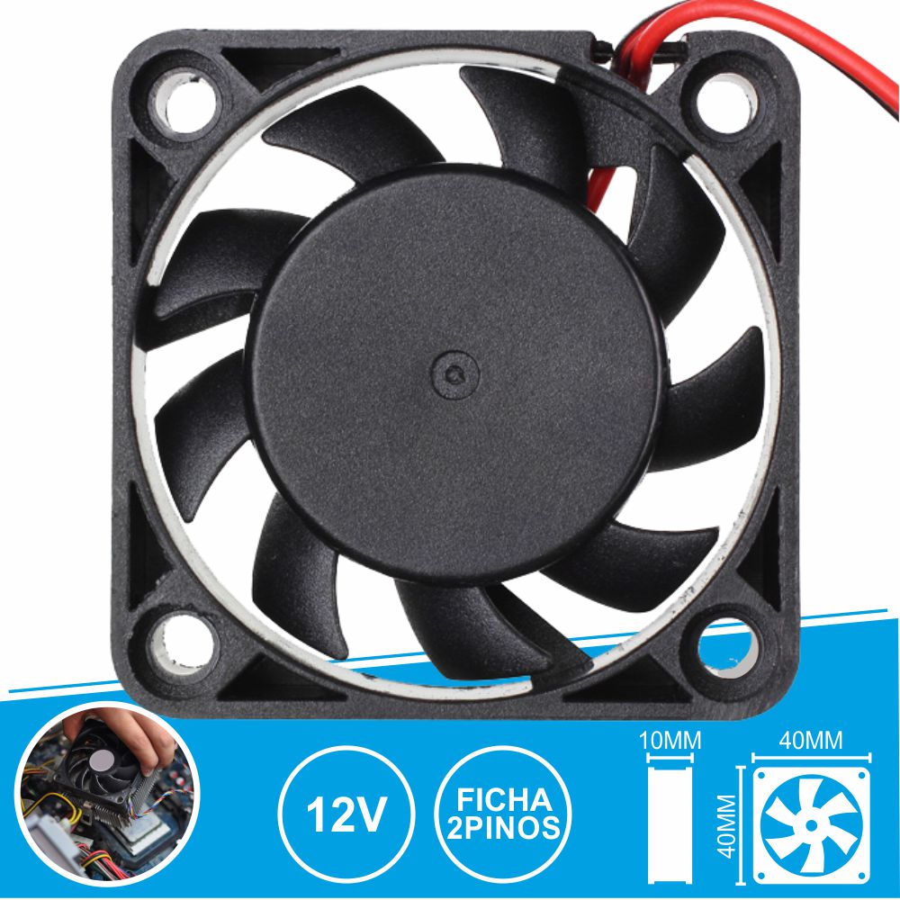 Ventoinha 12V 40X40X10Mm Ficha 2 Pinos