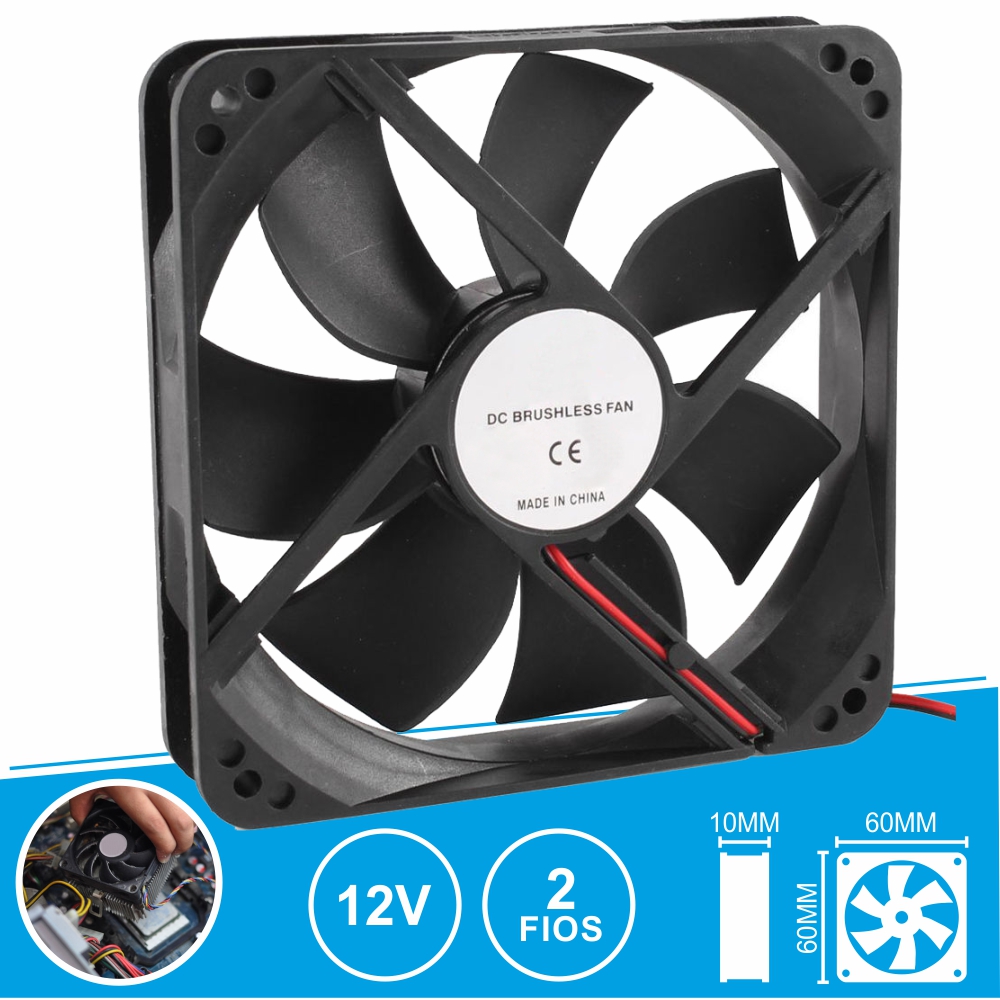 Ventoinha 12V 60X60X10Mm 2 Fios