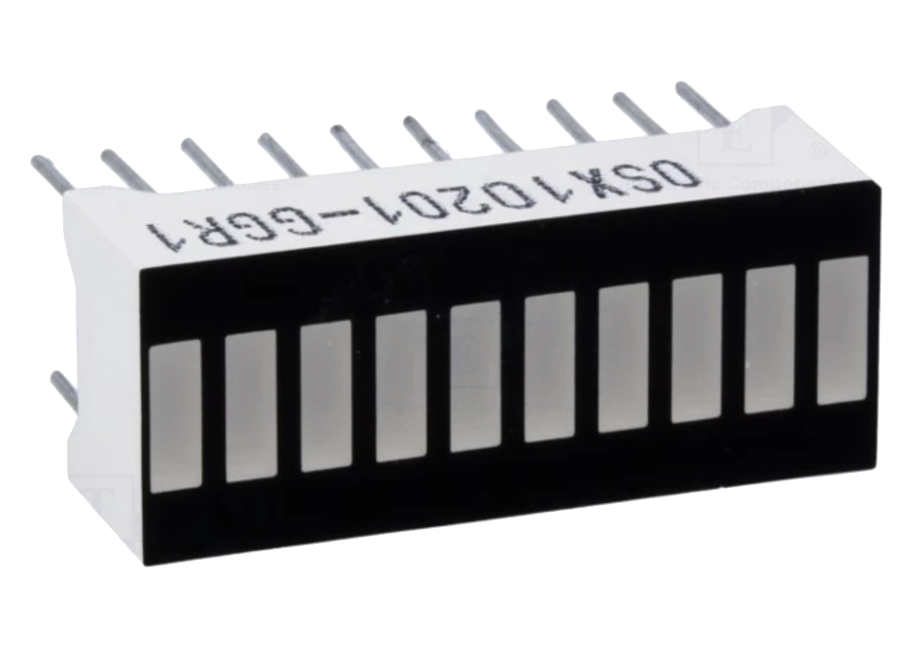 Barra led verde (7x) / vermelho (3x) 25,5x10,2x7,9mm