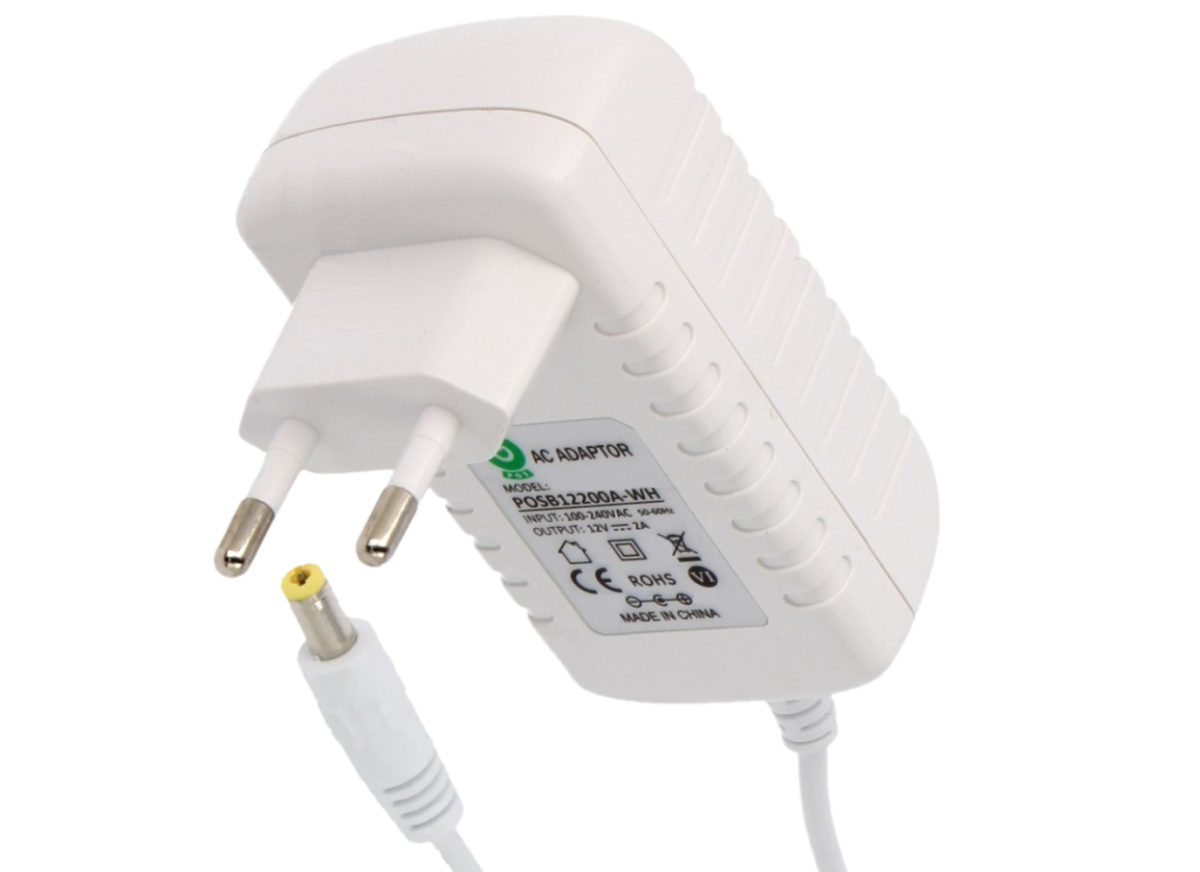 24V, 1A/24W Strømforsyning, ultra lavt Standbyforbrug,Hvid