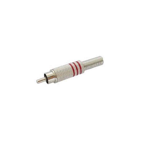 Connecteur RCA mâle nickelé bague rouge