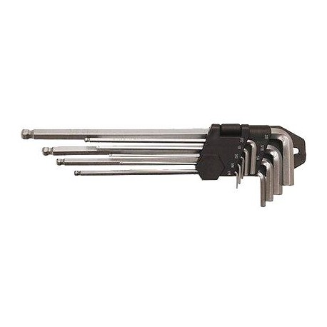 Jeu de 9 clés 6 pans sphériques 1,5 à 10 mm