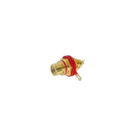 Embase RCA femelle dorée isolée - rouge