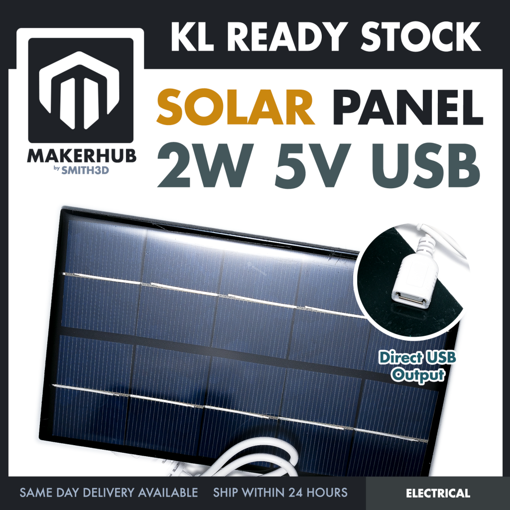 2W 5V Mini Solar Panel Module DIY Power Bank Charger Small Solar Cell for Arduino Projects Electronics Learning - MakerHub Malaysia: Robotic and Electronic Supplies