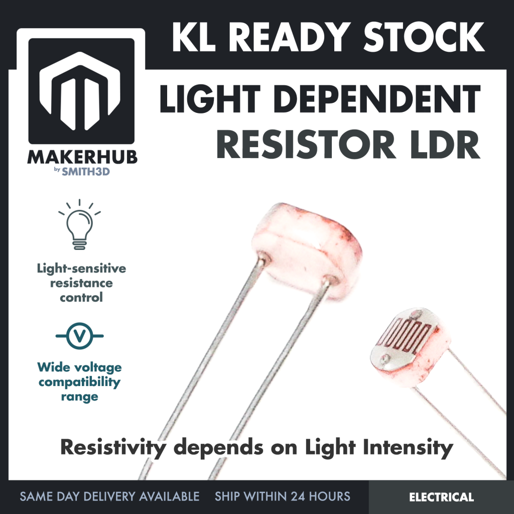 Light Dependent Resistor Photo Sensor LDR Sunlight Detection Light Sensitive Resistor - MakerHub Malaysia: Robotic and Electronic Supplies
