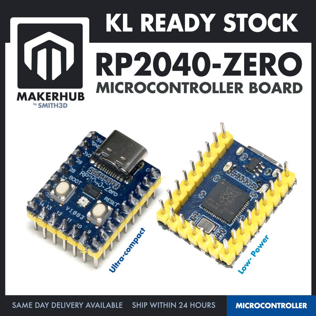 RP2040-Zero Microcontroller Board Raspberry Pi Dual Core ARM Cortex M0+ 133MHz USB Type-C DIY Project - MakerHub Malaysia: Robotic and Electronic Supplies