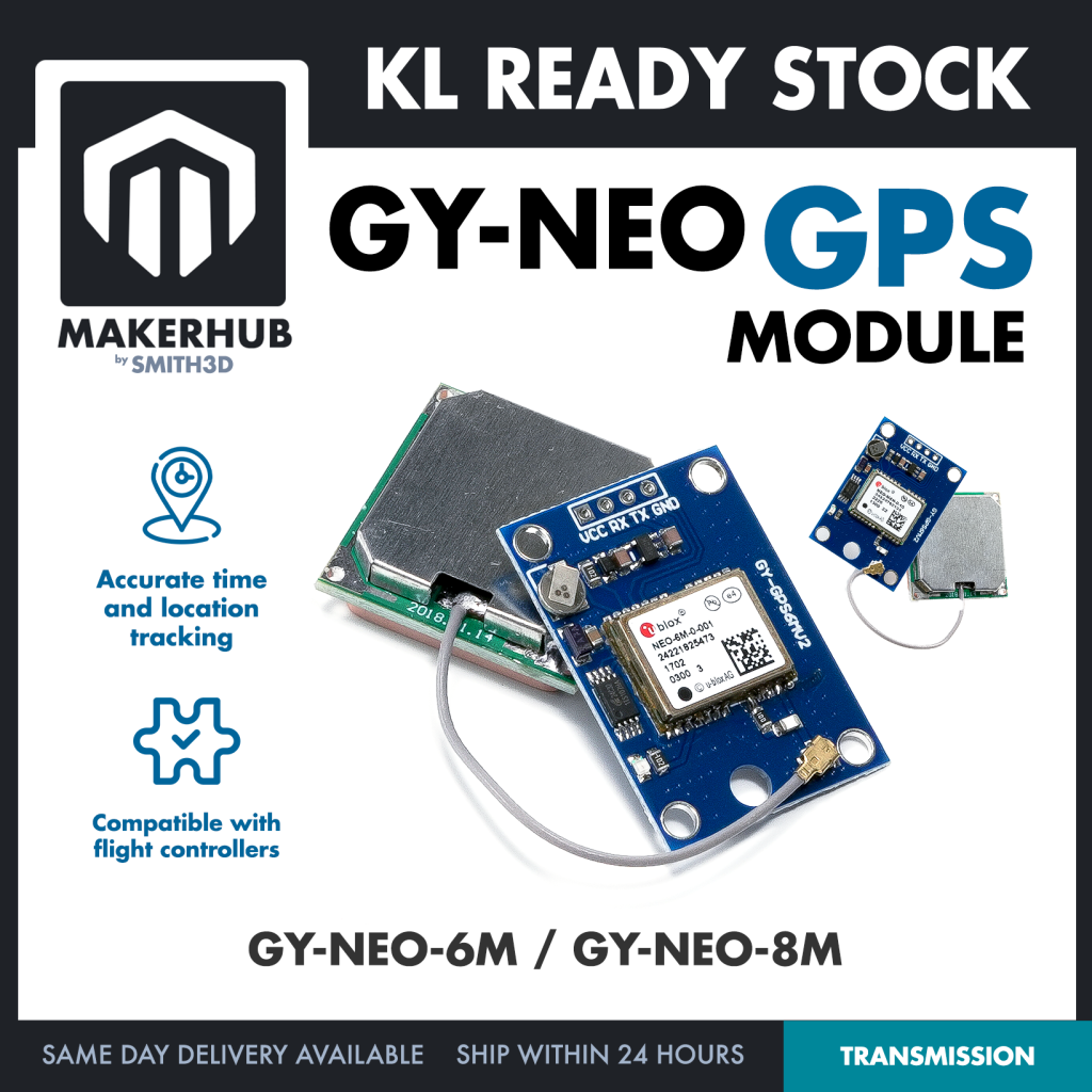 GPS Module GY NEO 6M/8M with Ceramic Antenna Time and Location Tracking - For Arduino IOT Project - MakerHub Malaysia: Robotic and Electronic Supplies