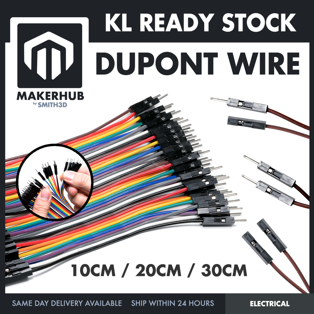 40pcs Dupont Wire 10cm 20cm 30cm for Breadboard DIY Experiment Jumper Wire Breadboard wire - MakerHub Malaysia: Robotic and Electronic Supplies