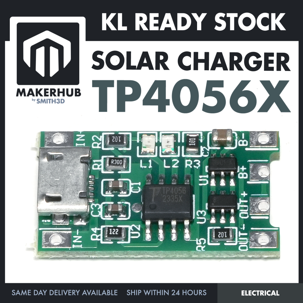 TP4056 MICRO USB 5V 1A LITHIUM LI-ION BATTERY CHARGER MODULE BOARD POWER SUPPLY - MakerHub Malaysia: Robotic and Electronic Supplies