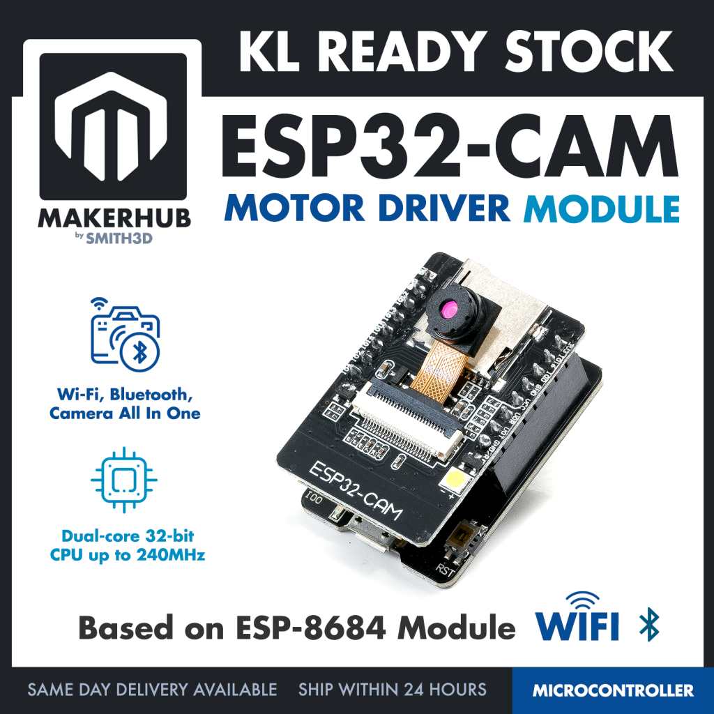 NodeMCU ESP32 CAM Wi-Fi Bluetooth Camera Board OV2640 / RHYX-M21-45 with CH340/CP2012 - MakerHub Malaysia: Robotic and Electronic Supplies