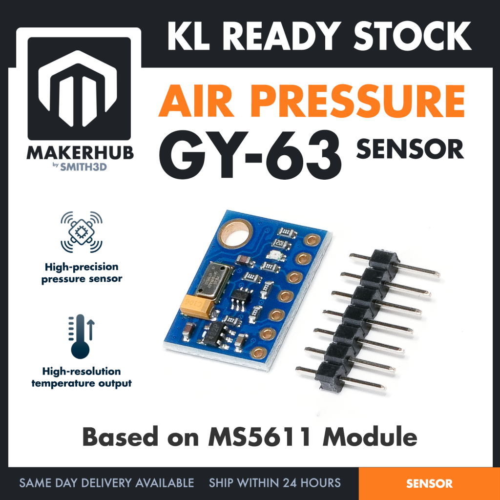 GY-63 Air Pressure Sensor Borameter MS5611 high precision Atmospheric Height Sensor For Arduino IOT Application - MakerHub Malaysia: Robotic and Electronic Supplies