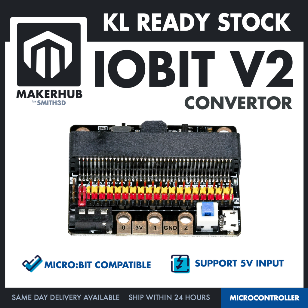 IOBIT V2.0 Micro:Bit Compatible Expansion Board MicroBit GPIO Expansion - MakerHub Malaysia: Robotic and Electronic Supplies