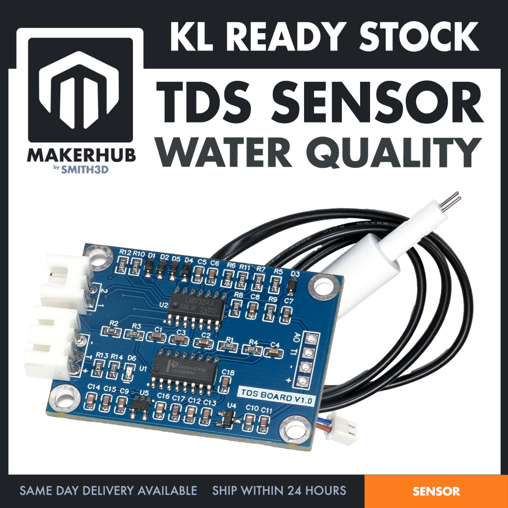 TDS Water Quality Sensor Module Liquid Detection Meter Testing Equipment for Arduino DIY Projects - MakerHub Malaysia: Robotic and Electronic Supplies