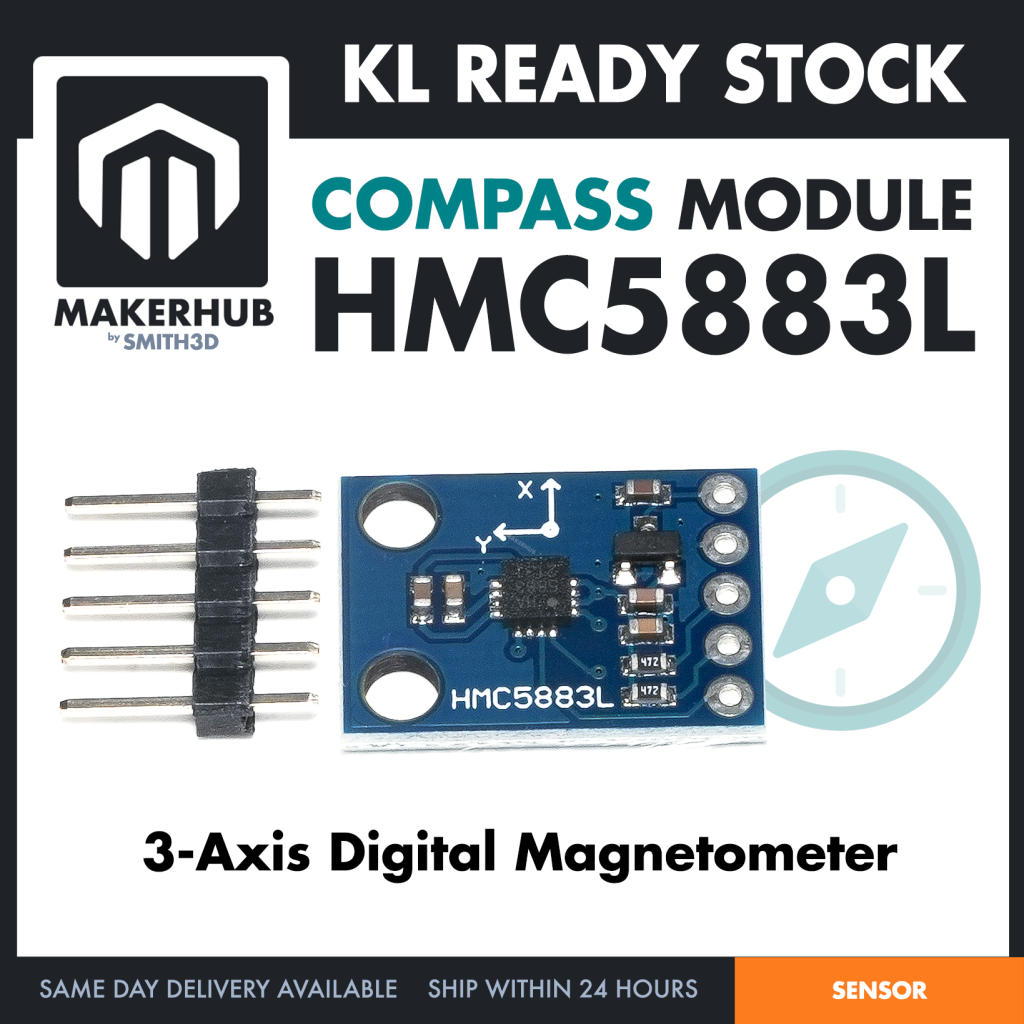 Compass Module GY-273 3 Axis Magnetometer Magnetoresistive Compass Module HMC5883L - MakerHub Malaysia: Robotic and Electronic Supplies