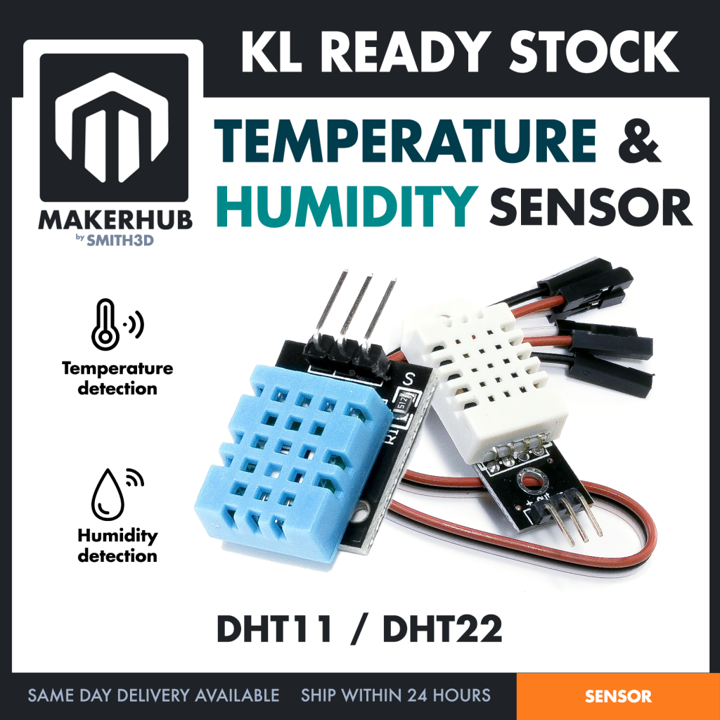 DHT 11 DHT 22 Temperature and Humidity Sensor DHT22 High Sensitivity Sensor DHT11 For Aduino IOT - MakerHub Malaysia: Robotic and Electronic Supplies