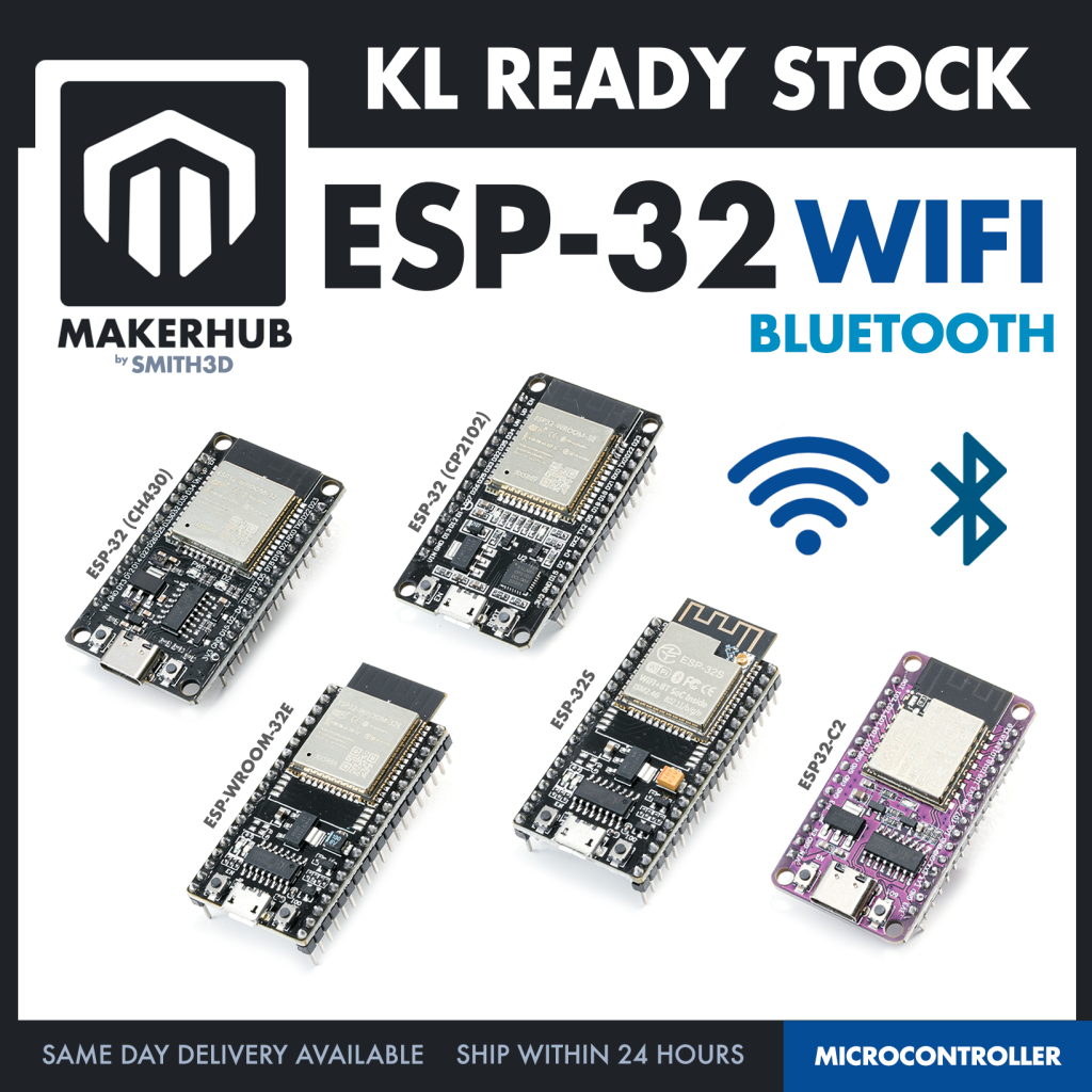NodeMCU ESP32 Wi-Fi + Bluetooth Development Board CH340/CP2012 - For IOT Project - MakerHub Malaysia: Robotic and Electronic Supplies
