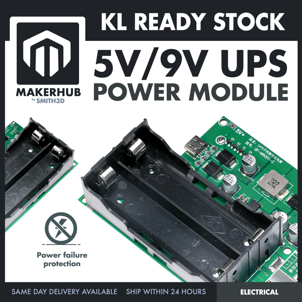 5V 9V UPS Power Supply Module Uninterruptible Power System Battery Backup Protection Board Arduino - MakerHub Malaysia: Robotic and Electronic Supplies