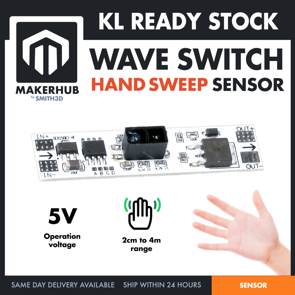Wave Sensor Relay Module Motion Switch Non-touch Hand Detection Switch - MakerHub Malaysia: Robotic and Electronic Supplies