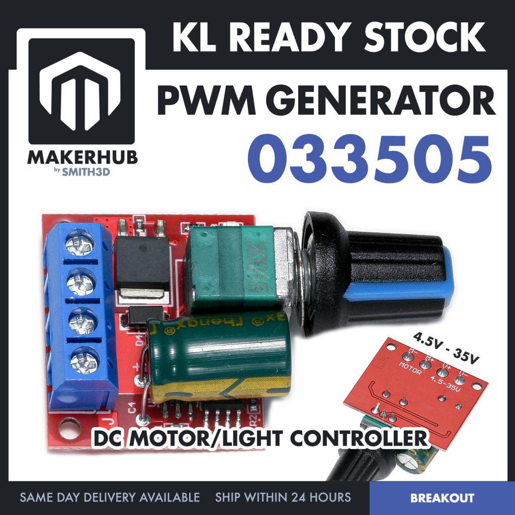DC Motor Controller PWM Generator Module Up To 5A 4.5V- 35V Speed Controller LED Dimmer - MakerHub Malaysia: Robotic and Electronic Supplies