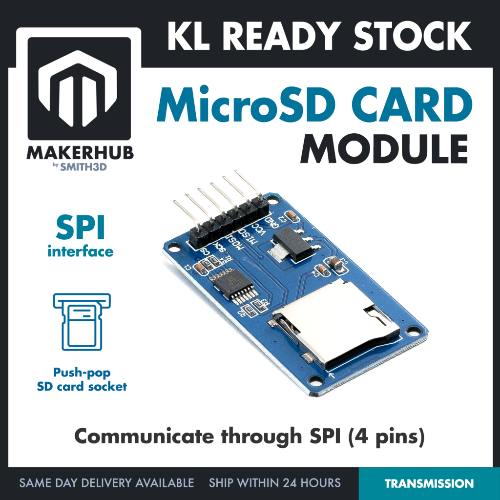 Micro SD Card Reader Module SPI MicroSD card Module For Arduino Record Application - MakerHub Malaysia: Robotic and Electronic Supplies