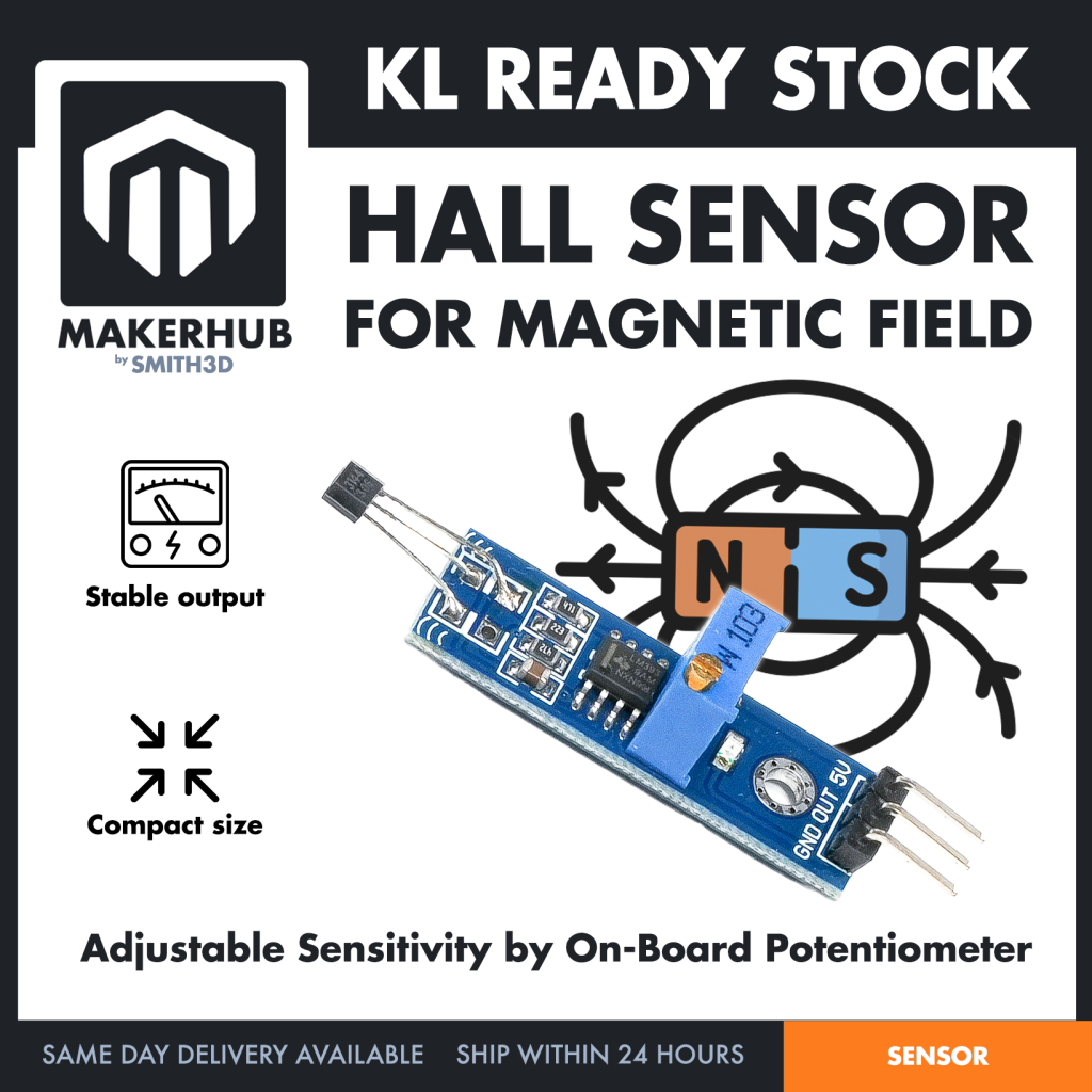 YS-27 Hall Effect Sensor Module Magnetic Field Sensor For Arduino IOT - MakerHub Malaysia: Robotic and Electronic Supplies