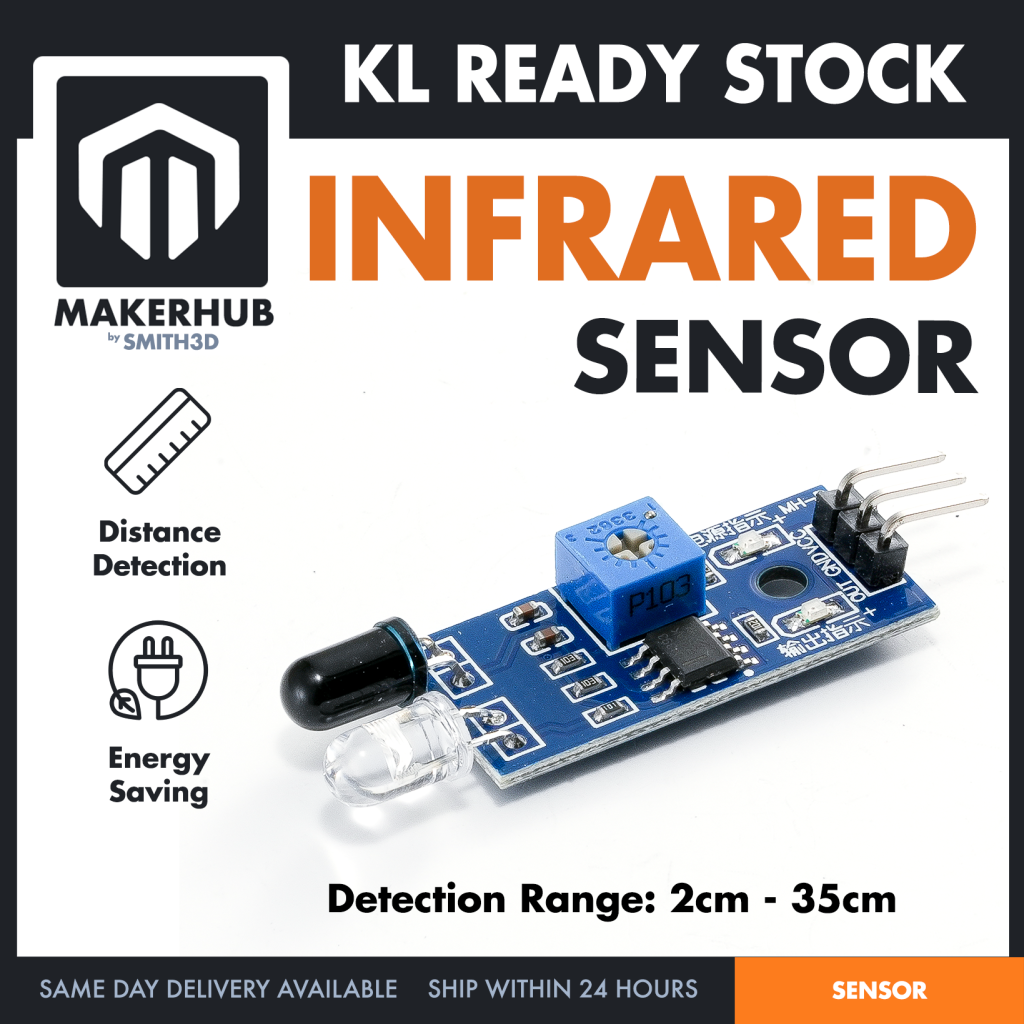 IR sensor Infrared Range Finder Adjustable Distance Sensor Obstacle Avoidance Arduino Robotic - MakerHub Malaysia: Robotic and Electronic Supplies