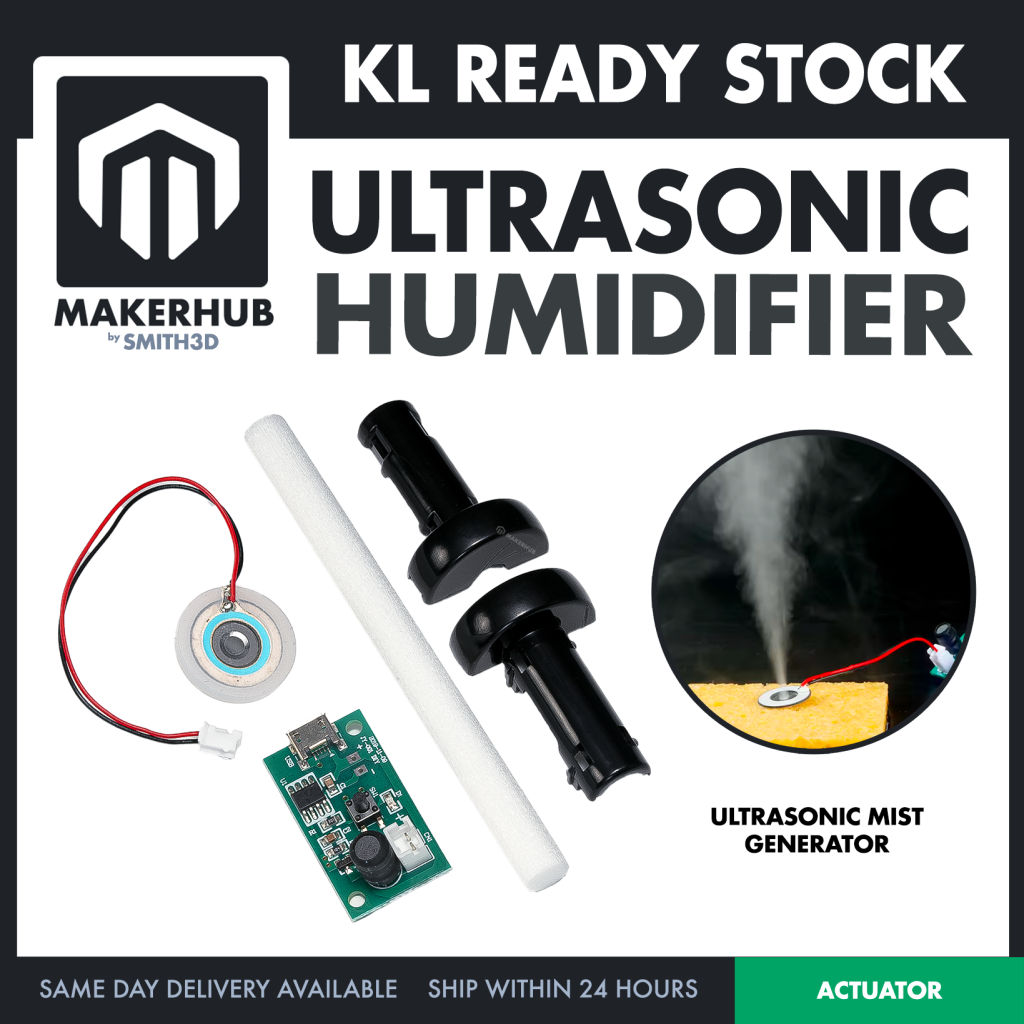 Humidifier Module Atomization Board Ultrasonic Mist Maker Fogger Transducer Ceramic Plate DIY Project Parts - MakerHub Malaysia: Robotic and Electronic Supplies