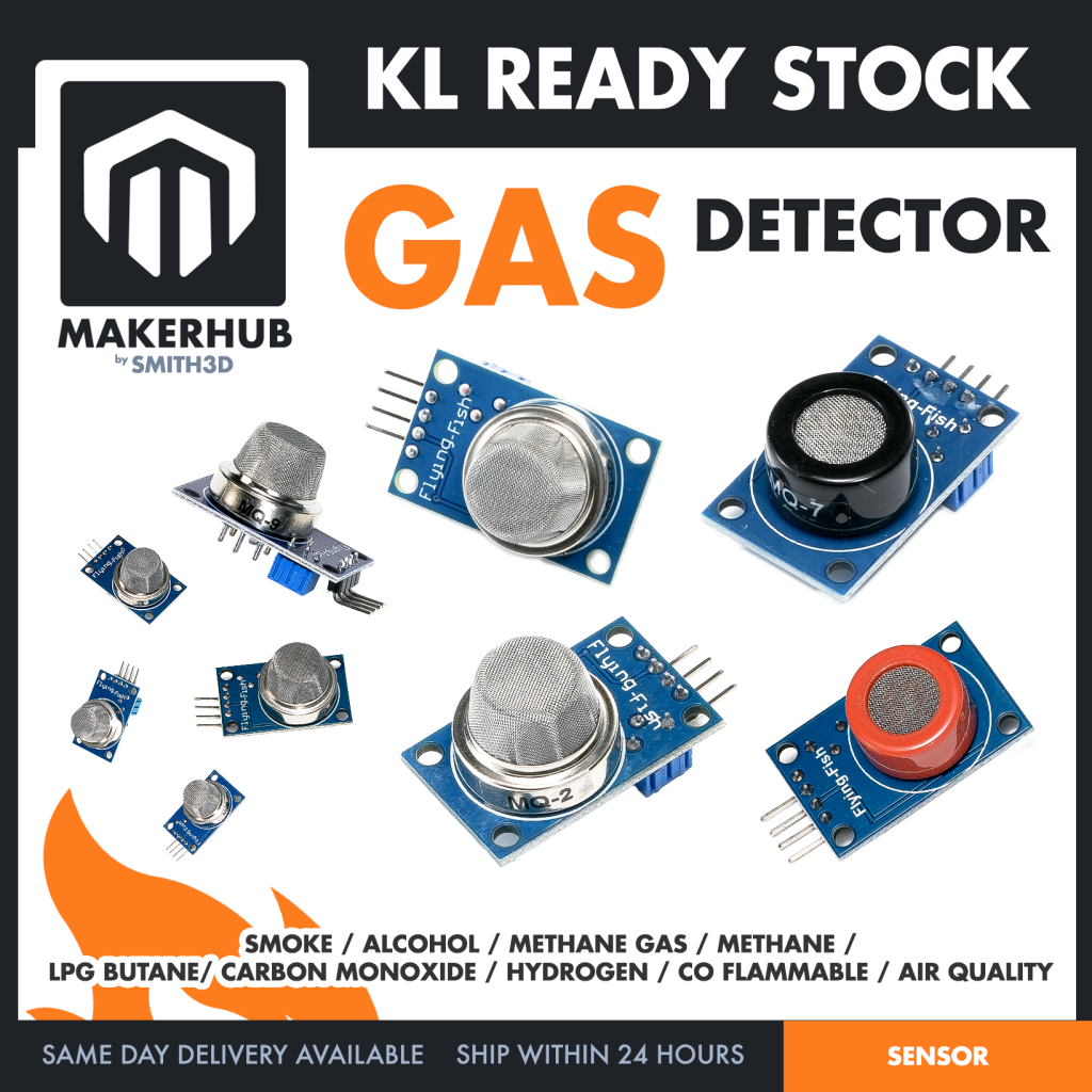 MQ Gas Sensor Module Digital Analog Dual Output Smoke CO LPG Methane Hydrogen Air Quality Detector - MakerHub Malaysia: Robotic and Electronic Supplies
