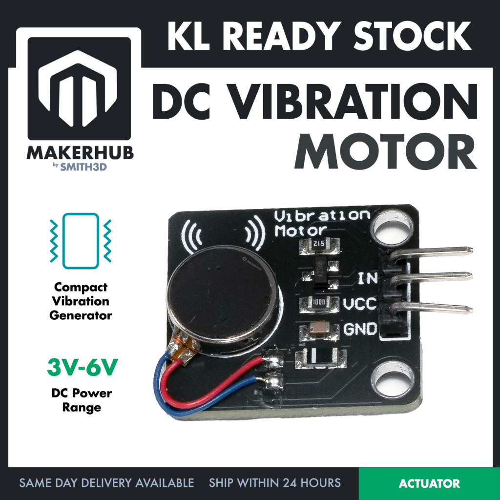 PWM Vibration Motor DC 3V-6V Mini Vibrating Module for DIY Projects Arduino Robot - MakerHub Malaysia: Robotic and Electronic Supplies