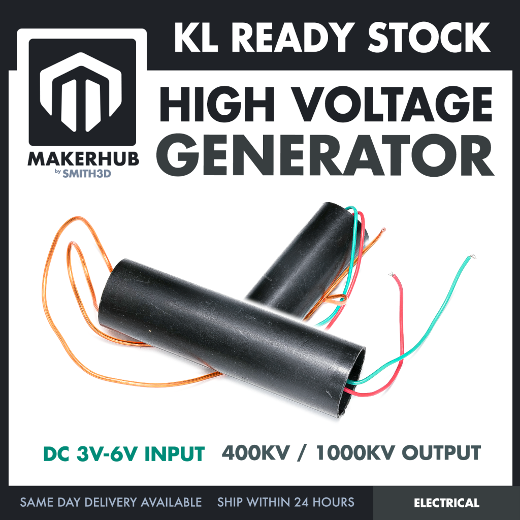 400KV / 1000KV High Voltage Generator Arc Ignition Coil Boost Step-Up Power Module DC 3V-6V - MakerHub Malaysia: Robotic and Electronic Supplies